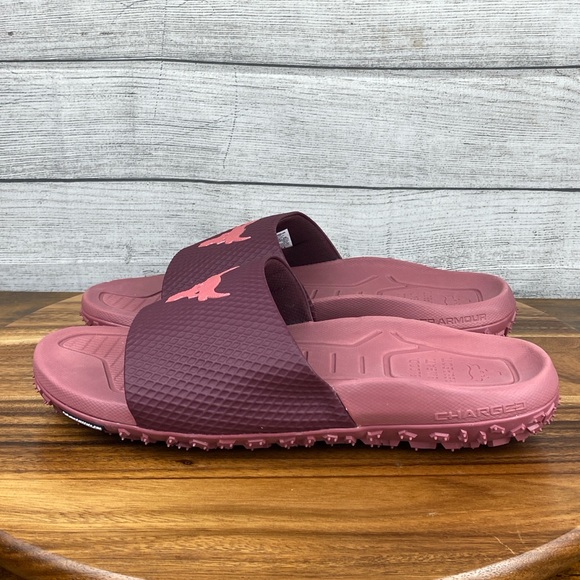 NEW Under Armour Project Rock 2.0 Maroon Slide Sandal Fat Tire Men’s Size 11 - Picture 4 of 12